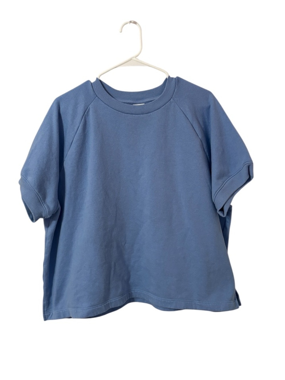 PINK Blue Logo Cropped Short Sleeve Sweatshirt